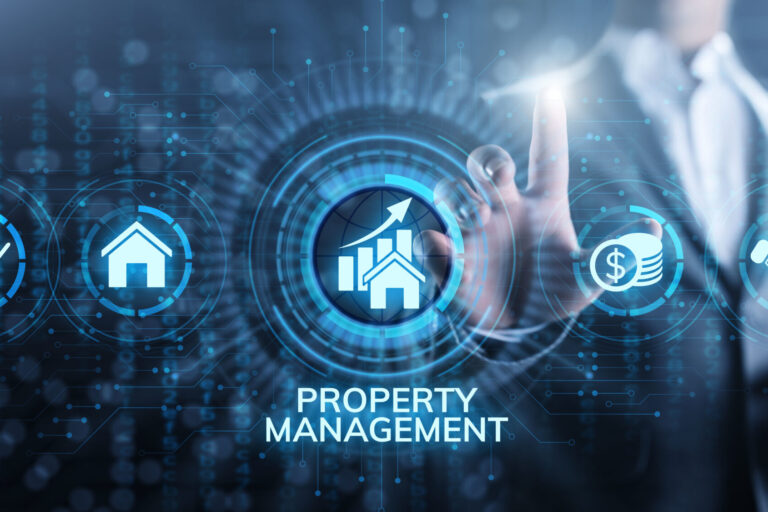 Property management Is the operation, control, and oversight of real estate. Business concept.