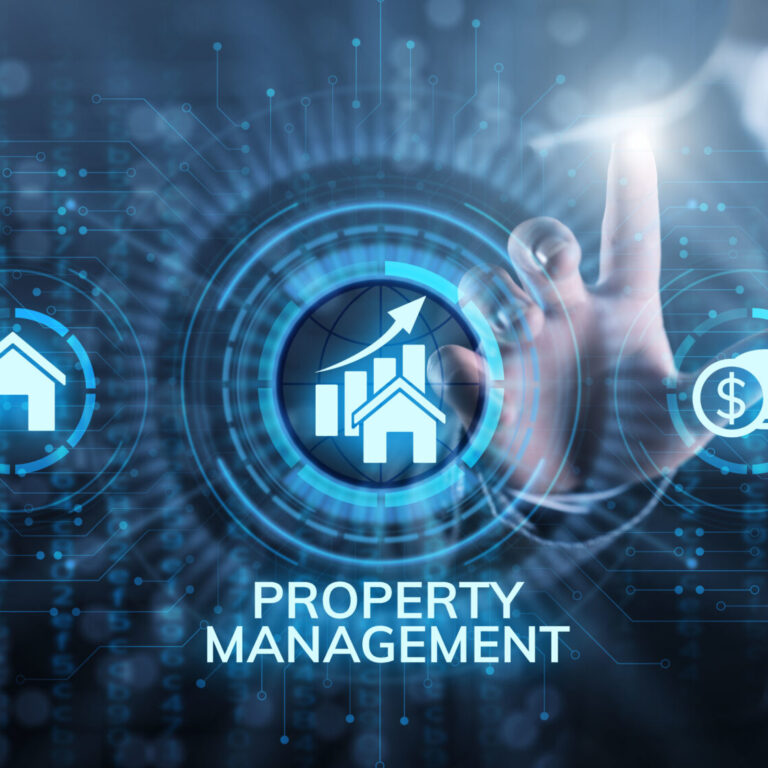 Property management Is the operation, control, and oversight of real estate. Business concept.